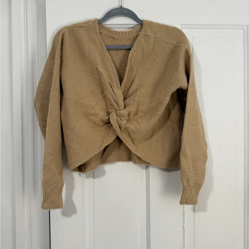 Hollister Camel Twist-Front Sweater